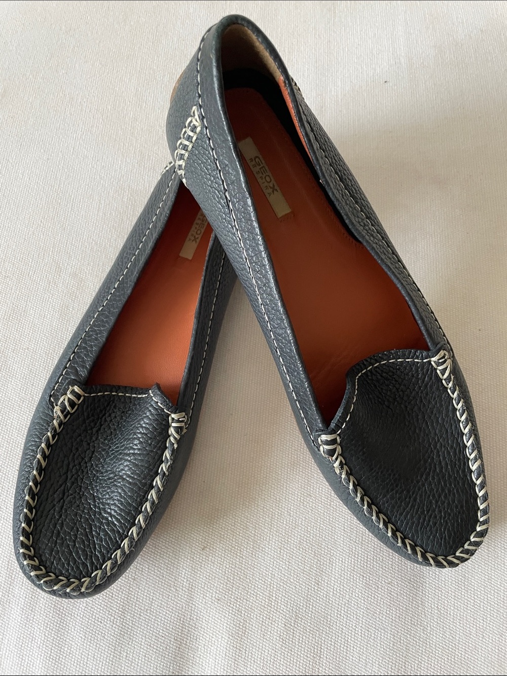 Geox Black Leather Slip-On Loafers